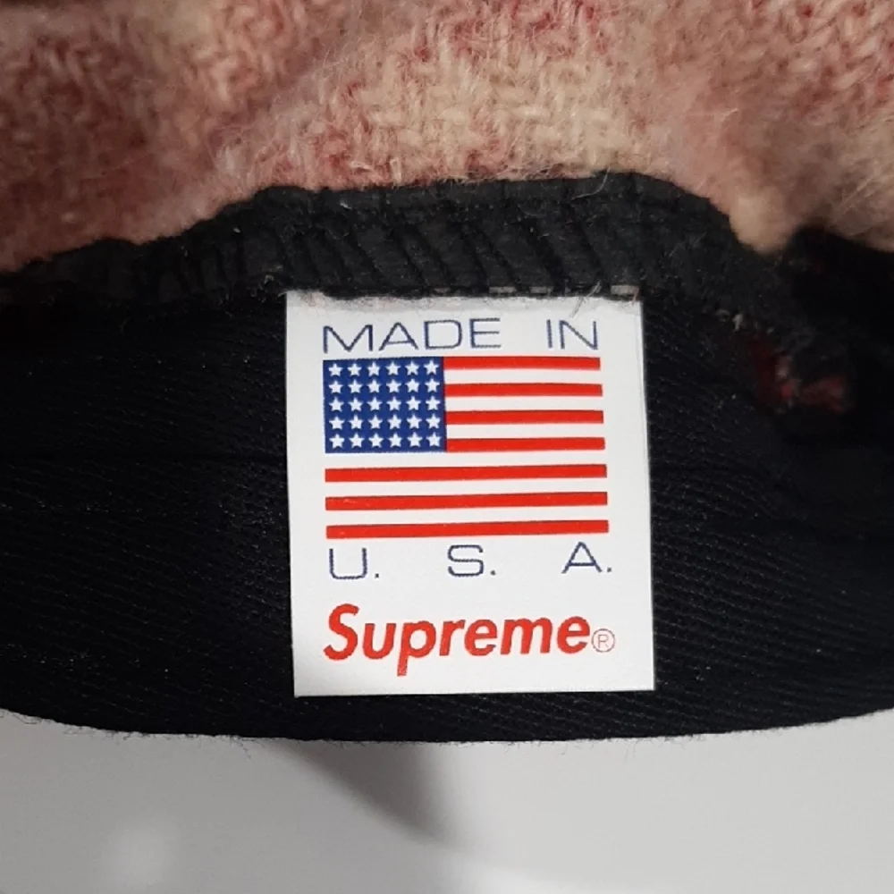Supreme Red Wool Logo Camp Cap with White All-Over Branding